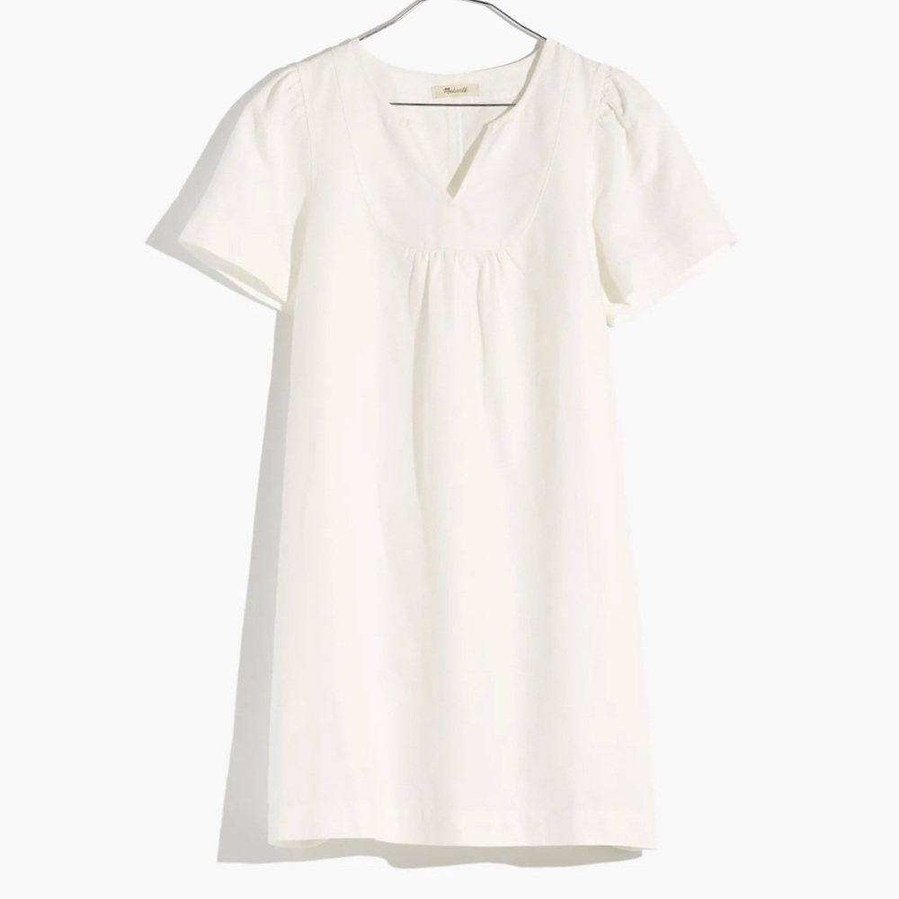 Denim Popover Swing Dress in Pure White (Madewell XS)